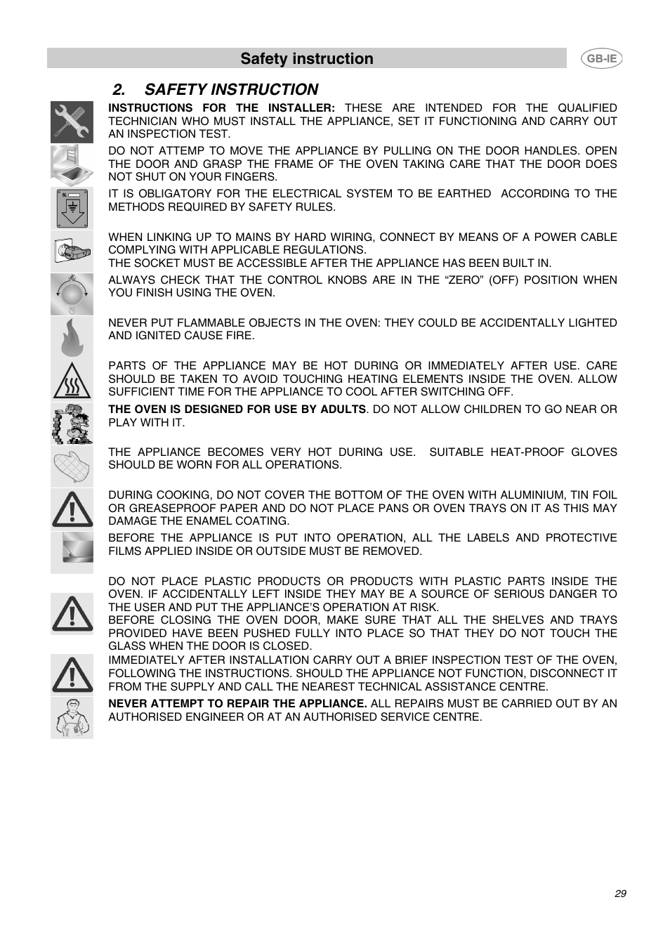 Safety instruction | Smeg DO10PSS User Manual | Page 3 / 25