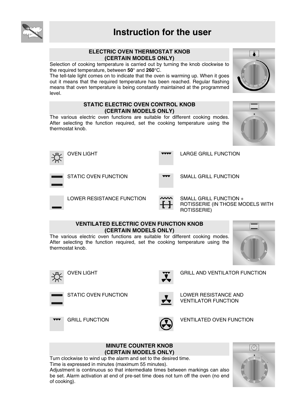 Instruction for the user | Smeg VA91XVG User Manual | Page 13 / 26