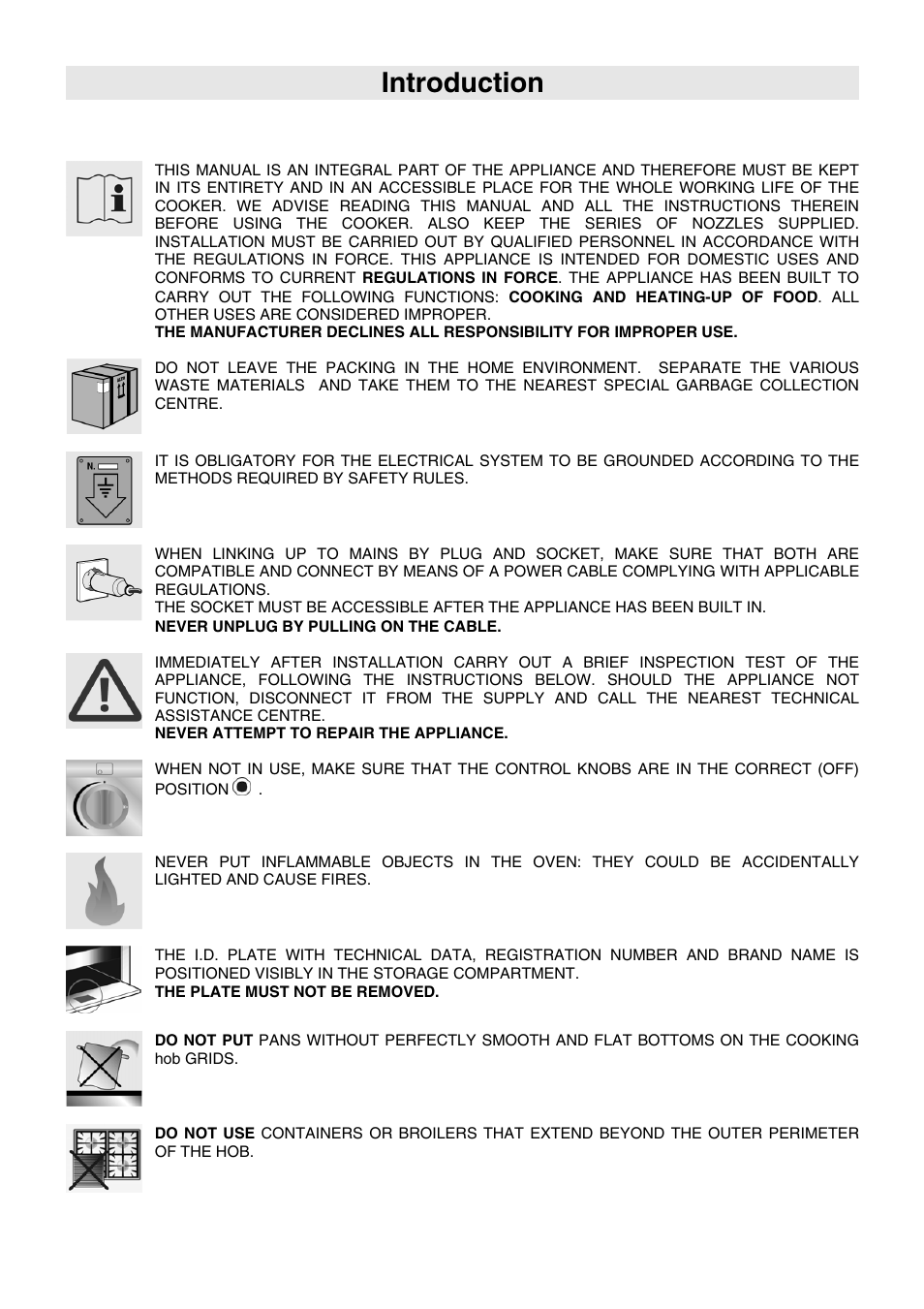 Introduction, 1 instructions for safe and proper use | Smeg VA91XVG User Manual | Page 2 / 26