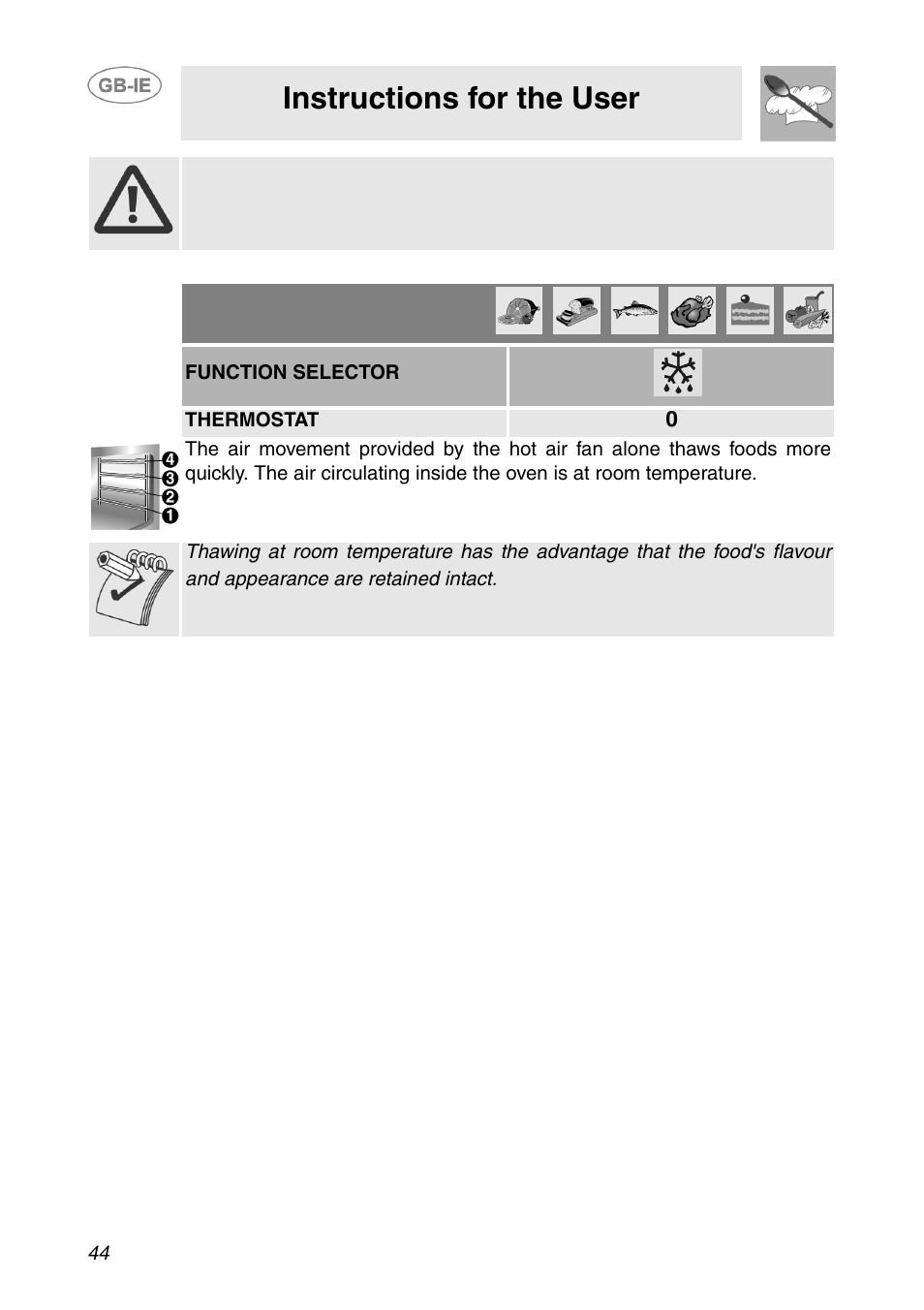 6 thawing, Instructions for the user | Smeg APL360XC User Manual | Page 15 / 27