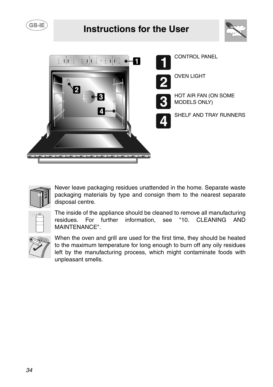 Get to know your oven, Before installation, Instructions for the user | Get to know your oven 5. before installation | Smeg APL360XC User Manual | Page 5 / 27