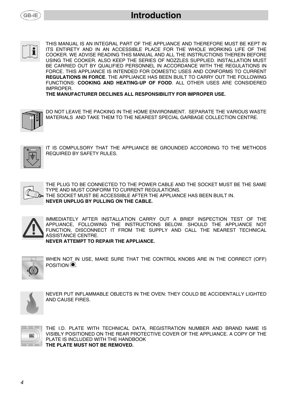 Introduction, Instructions for safe and proper use | Smeg SUK90MFX5 User Manual | Page 2 / 24