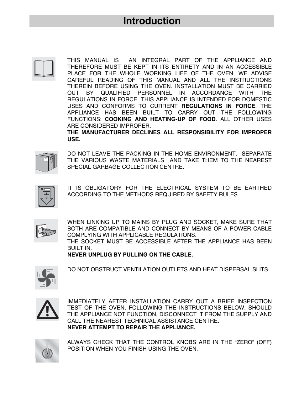 Instructions for safe and proper use, Introduction | Smeg SA704X-5 User Manual | Page 2 / 28