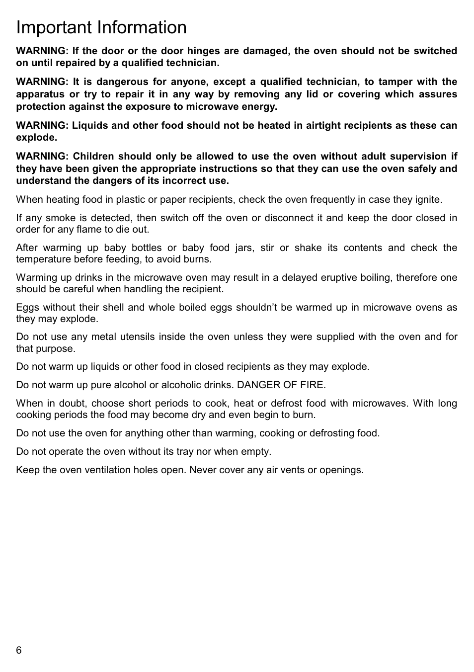 Important information | Smeg ME200B User Manual | Page 5 / 21