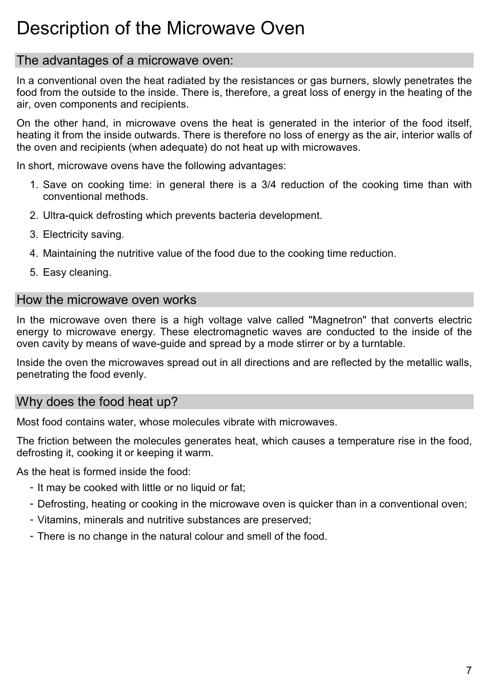 Description of the microwave oven | Smeg ME200B User Manual | Page 6 / 21