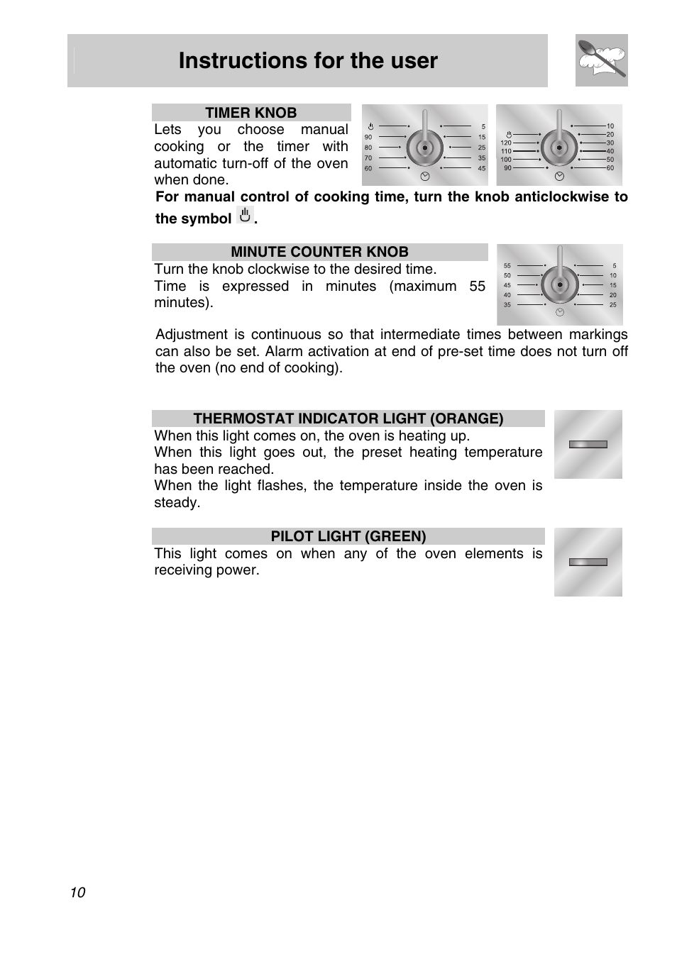 Instructions for the user | Smeg SA301W-5 User Manual | Page 8 / 28
