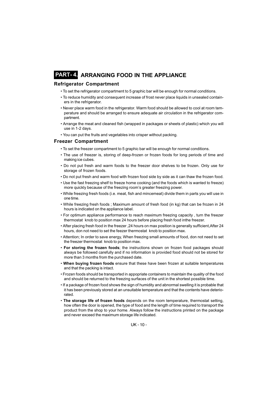 Part- 4. arranging food in the appliance | Smeg FD54APXNF User Manual | Page 12 / 18