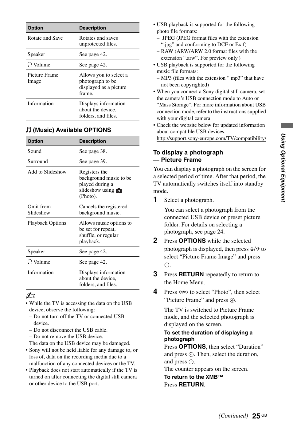 Sony KDL-46X4500 User Manual | Page 25 / 188