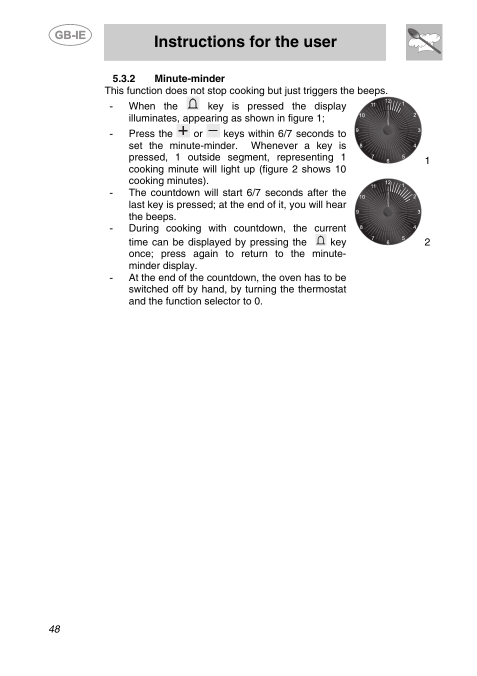 Minute-minder, Instructions for the user | Smeg A1-6 User Manual | Page 14 / 31