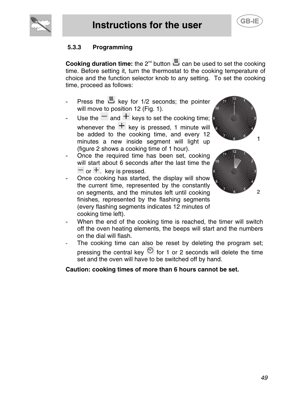 3 programming, Instructions for the user | Smeg A1-6 User Manual | Page 15 / 31