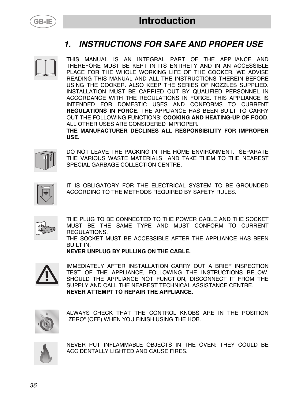 Instructions for safe and proper use, Introduction | Smeg A1-6 User Manual | Page 2 / 31