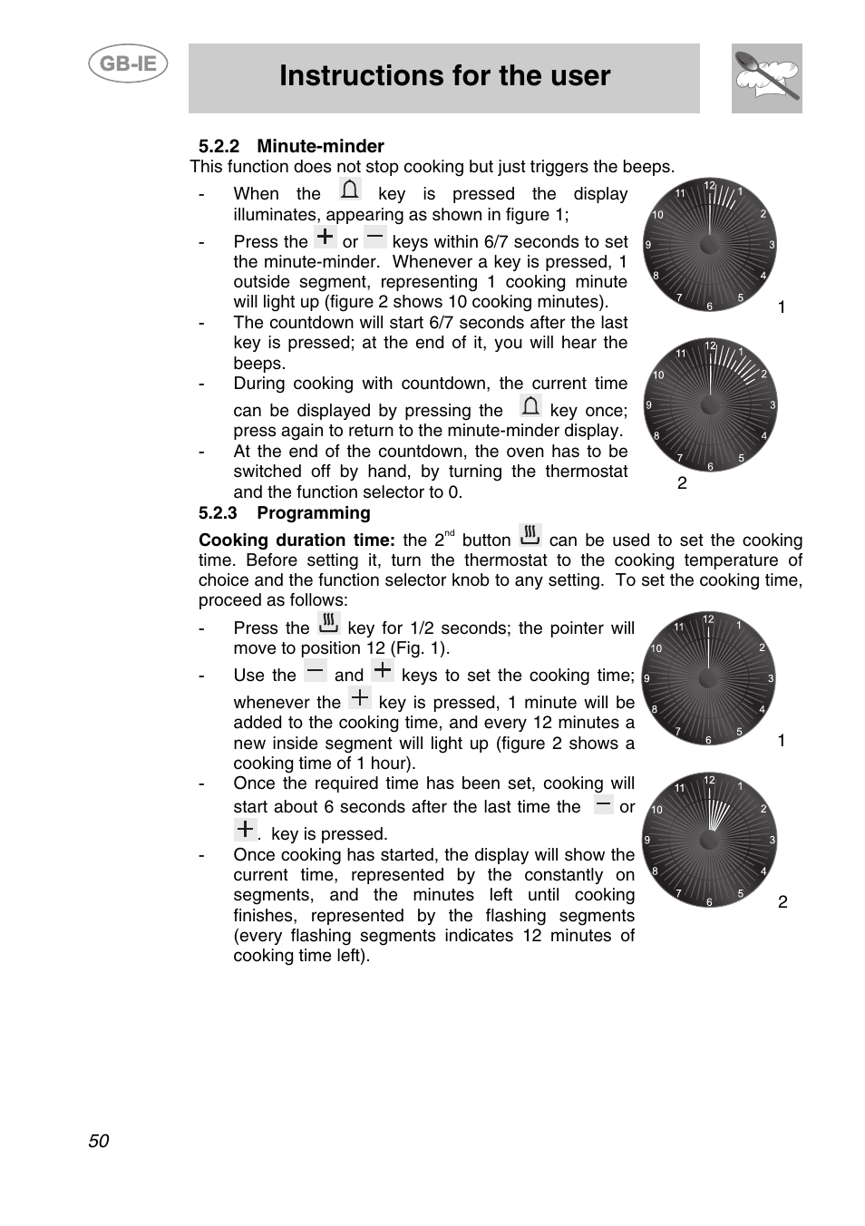 Minute-minder, 3 programming, Instructions for the user | Smeg A2-6 User Manual | Page 14 / 32