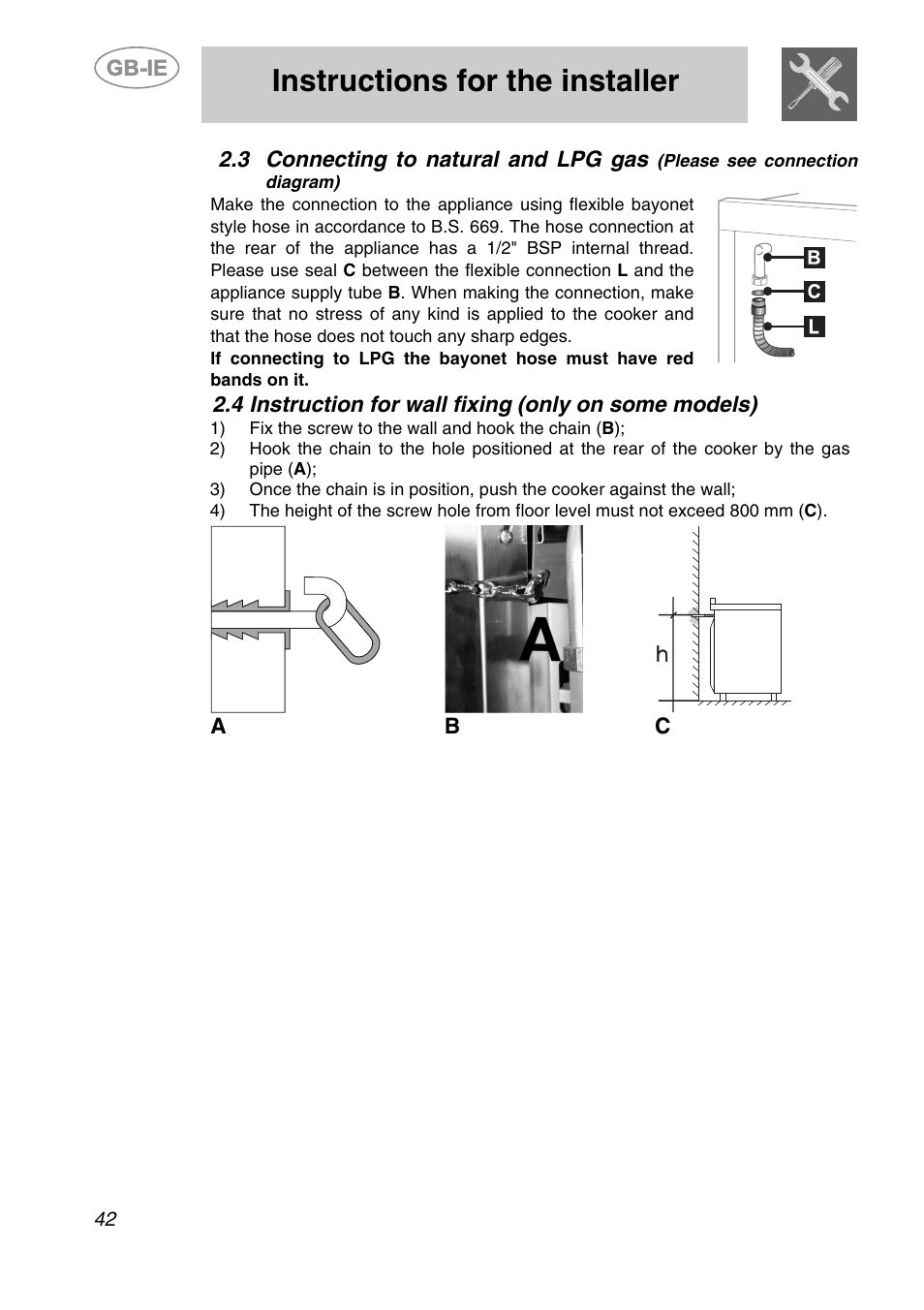 Instructions for the installer | Smeg A2-6 User Manual | Page 6 / 32