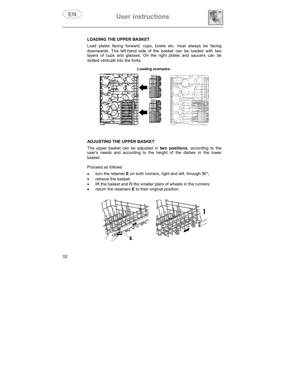 User instructions | Smeg DW1410 User Manual | Page 23 / 31