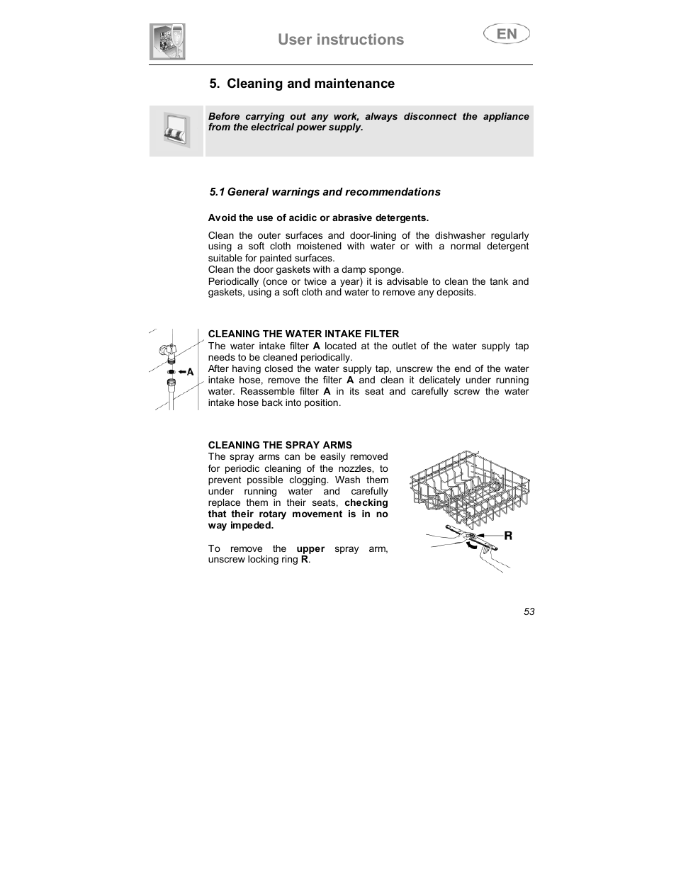 User instructions | Smeg DW1410 User Manual | Page 24 / 31