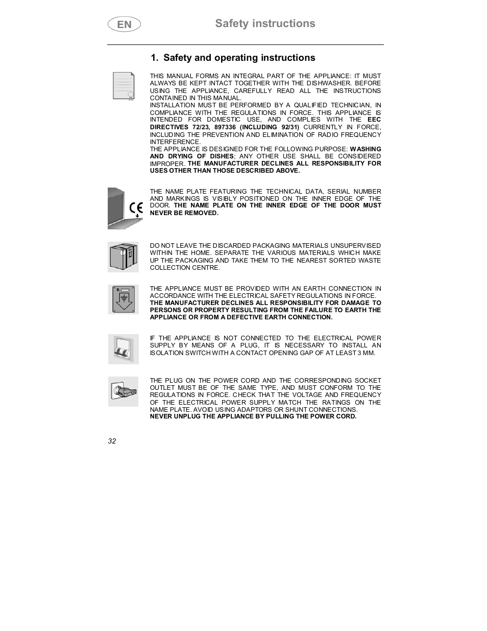 Safety instructions, Safety and operating instructions | Smeg DW1410 User Manual | Page 3 / 31