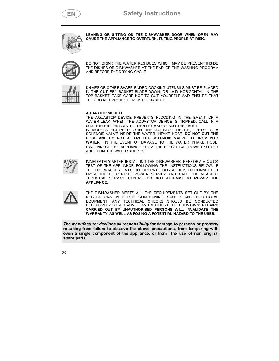 Safety instructions | Smeg DW1410 User Manual | Page 5 / 31