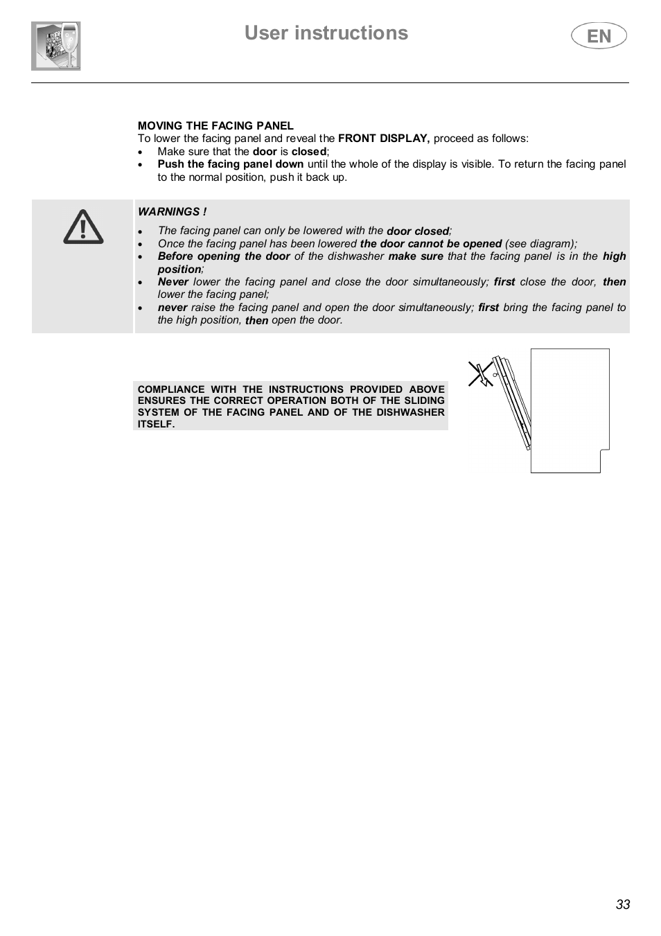 User instructions | Smeg DWI614 User Manual | Page 12 / 27