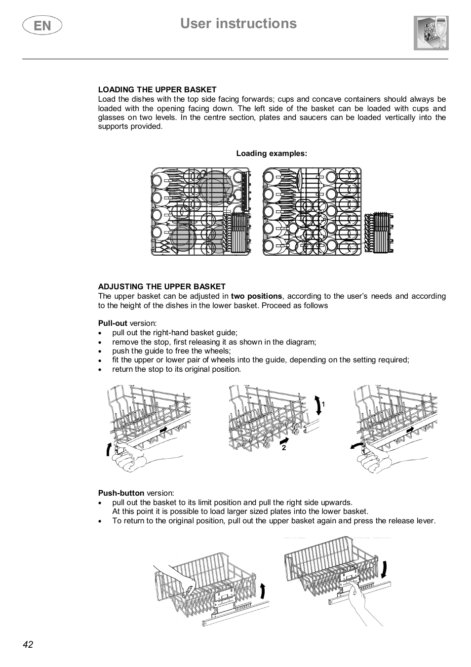 User instructions | Smeg DWI614 User Manual | Page 21 / 27