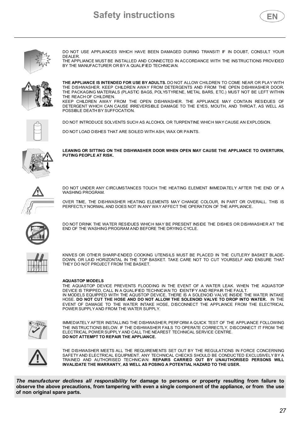 Safety instructions | Smeg DWI614 User Manual | Page 4 / 27