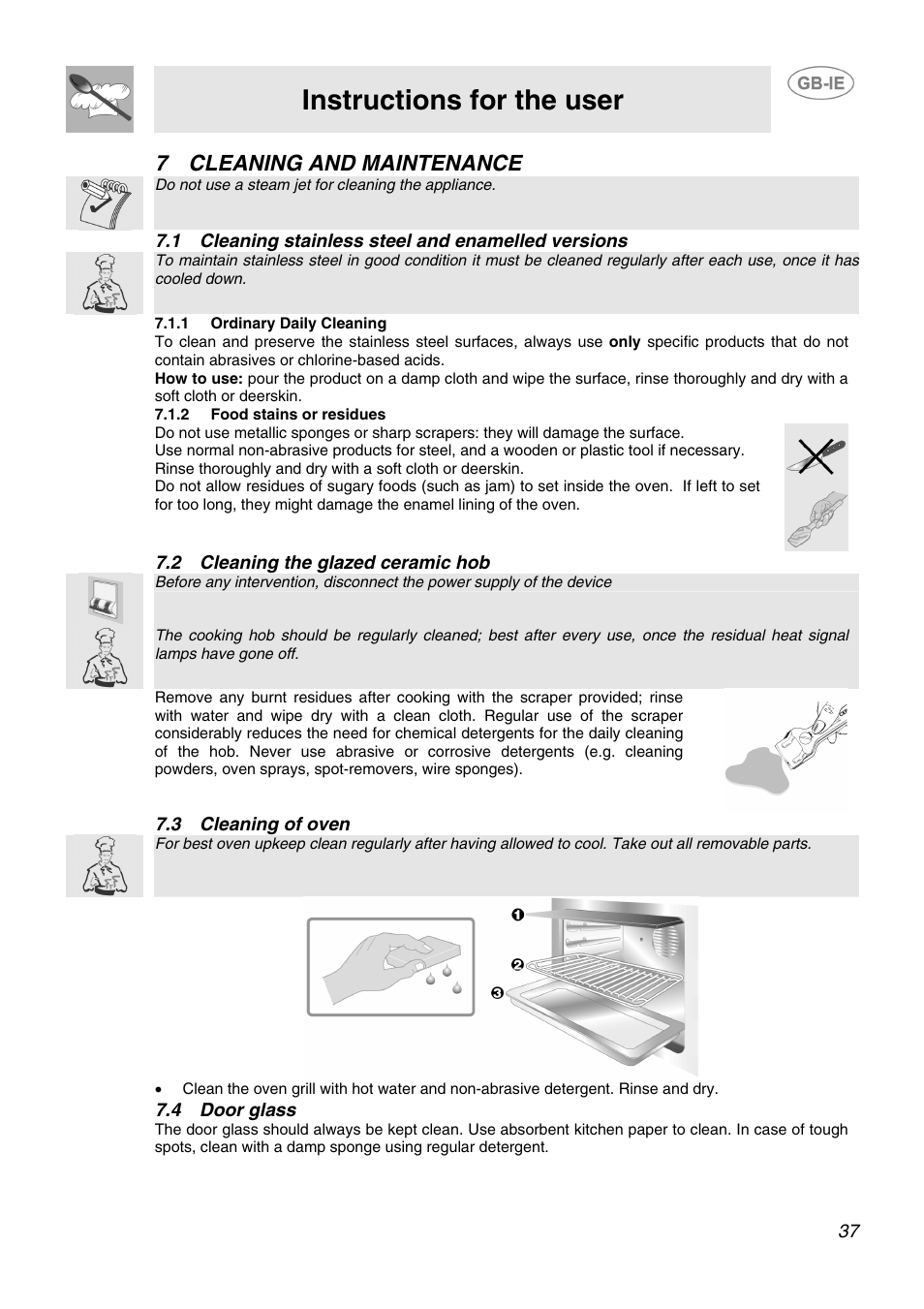 Instructions for the user, 7cleaning and maintenance | Smeg SID61MFX5 User Manual | Page 16 / 17