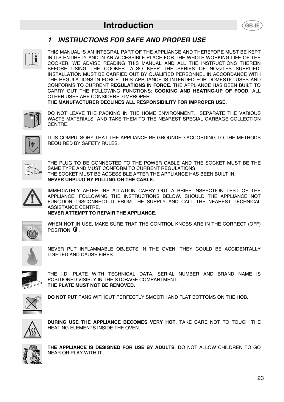 Introduction, 1instructions for safe and proper use | Smeg SID61MFX5 User Manual | Page 2 / 17