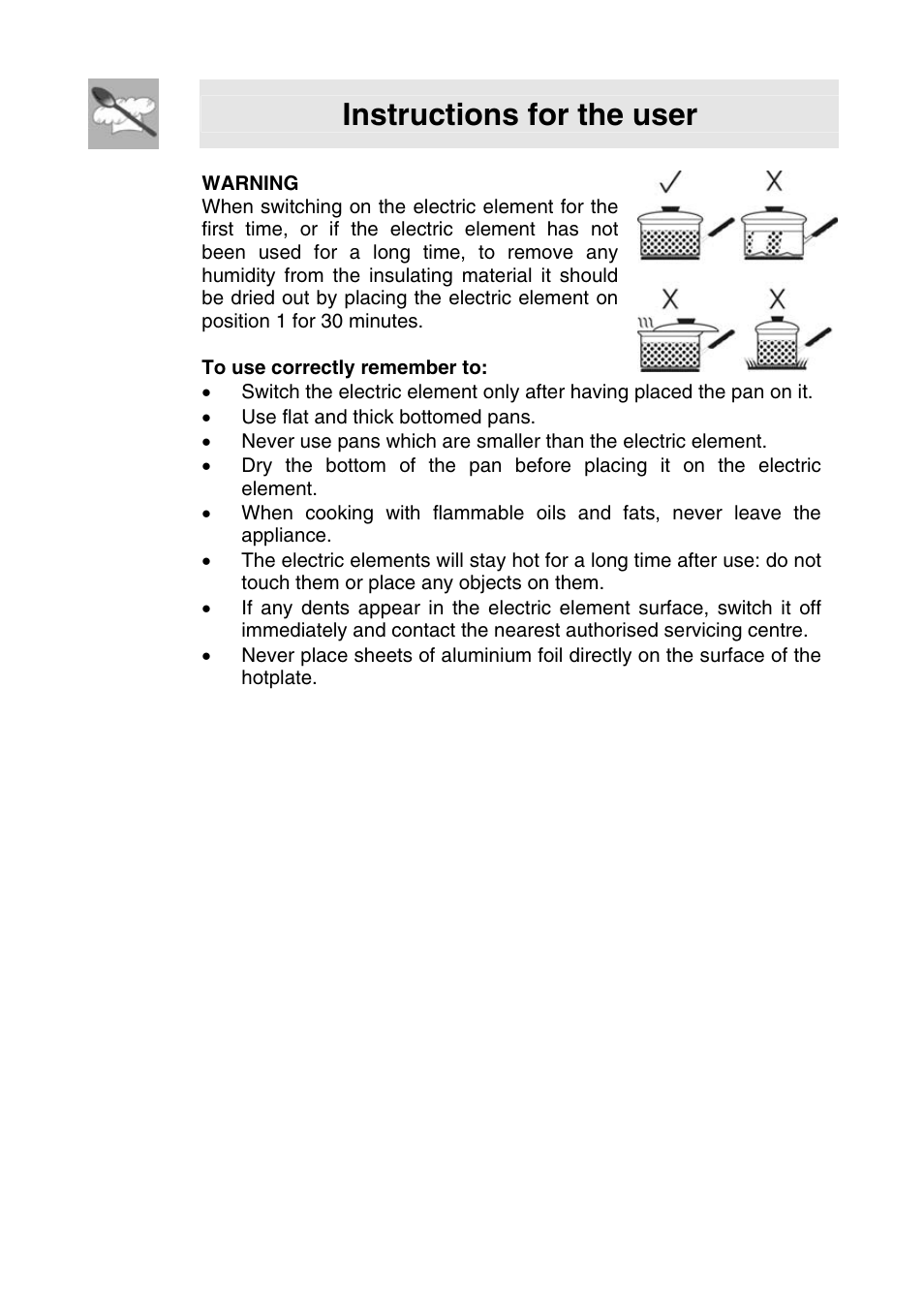 Instructions for the user | Smeg SER63LPG3 User Manual | Page 17 / 20