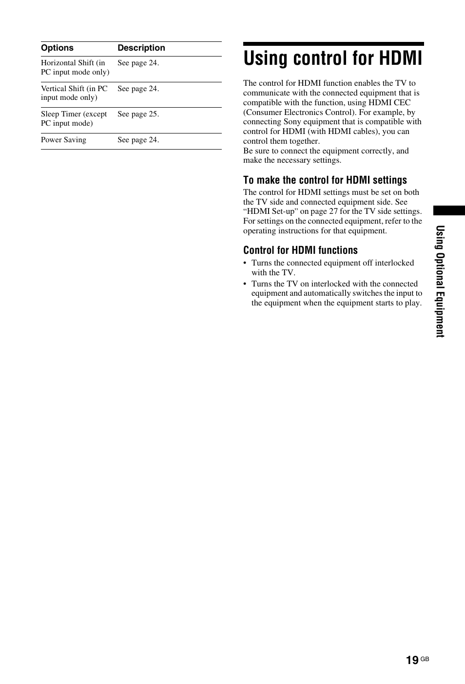 Using control for hdmi | Sony KDL-26 L4000 User Manual | Page 147 / 227