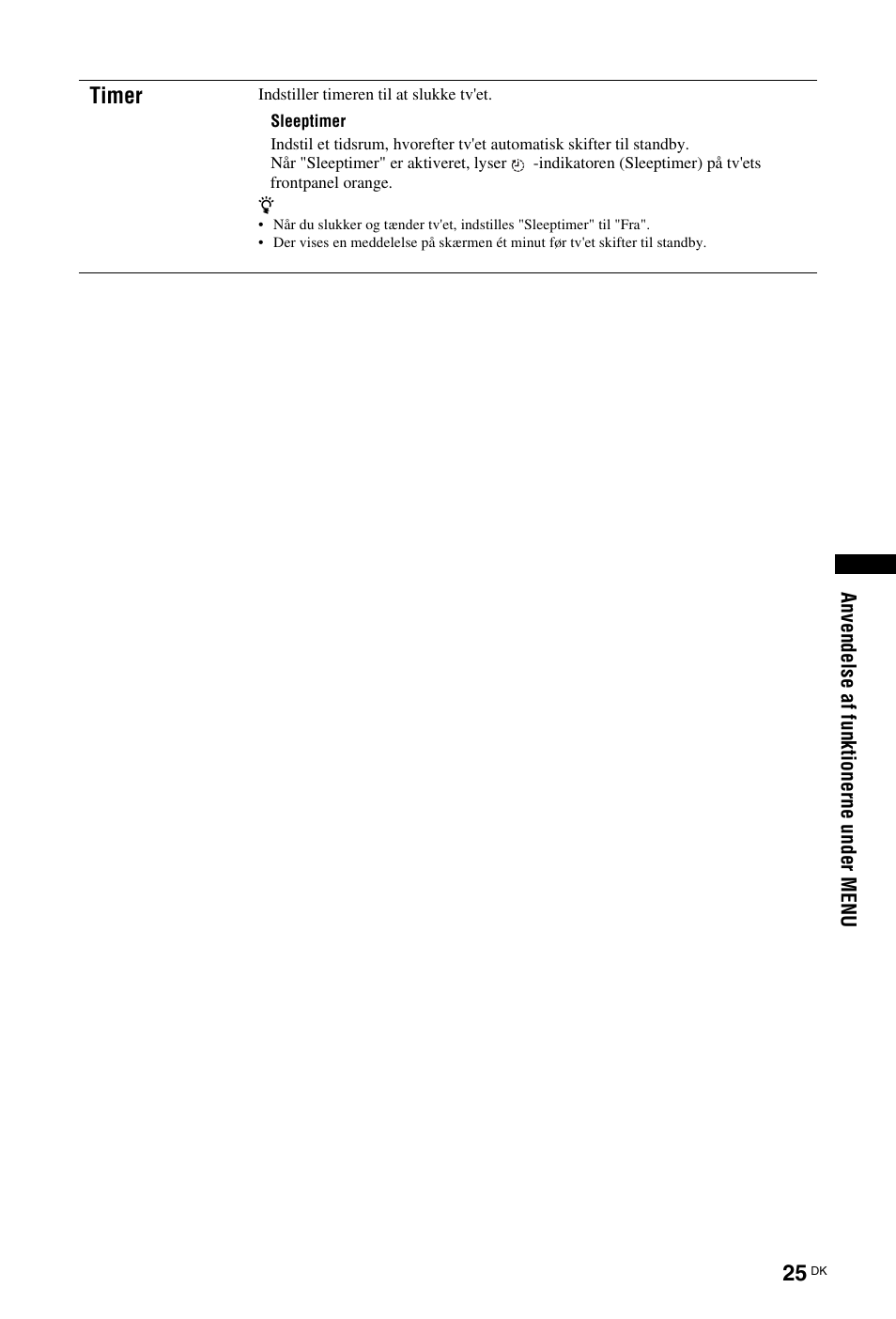Side 25), Se side 25, Timer | Sony KDL-26 L4000 User Manual | Page 25 / 227