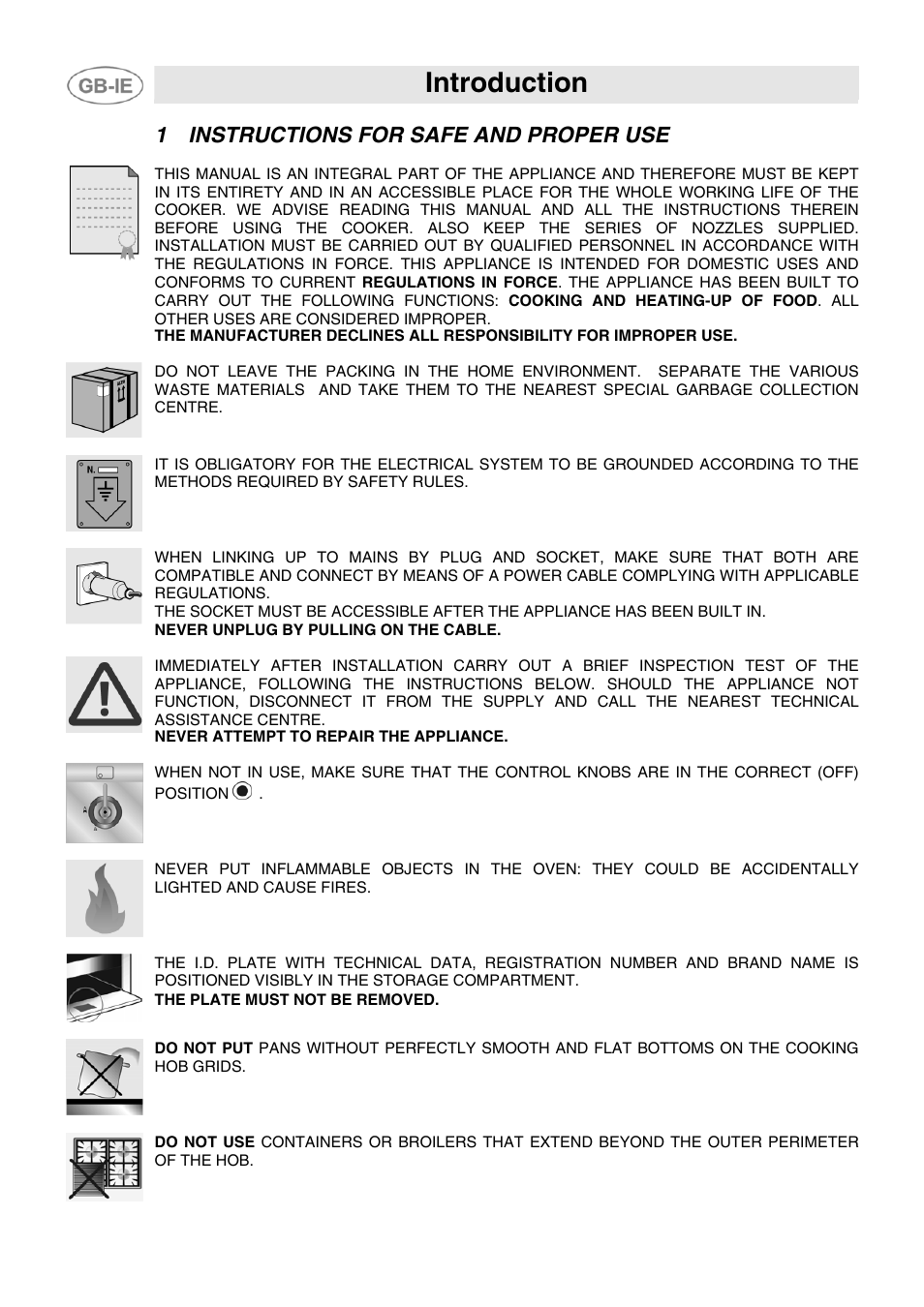 1 instructions for safe and proper use, Introduction | Smeg CB61ME User Manual | Page 2 / 29