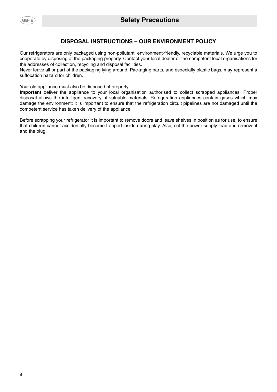 Safety precautions | Smeg FAB28JCS User Manual | Page 2 / 17