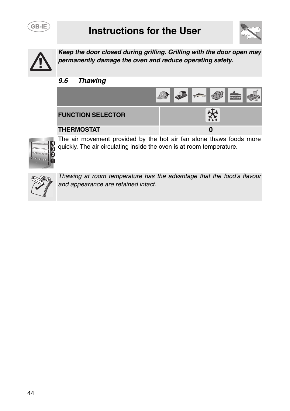 6 thawing, Instructions for the user | Smeg AP361MFEB User Manual | Page 15 / 27