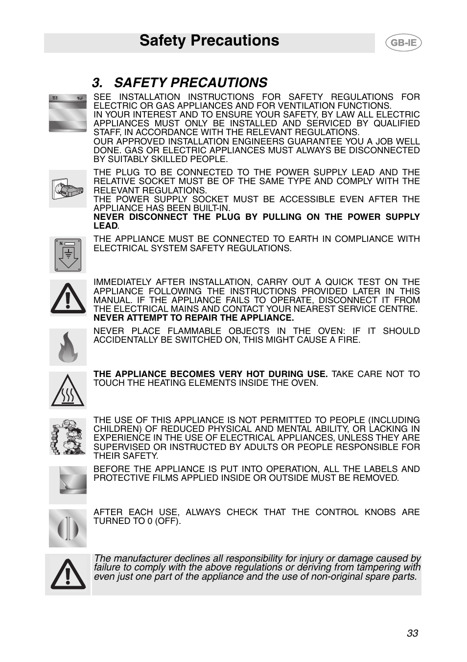 Safety precautions | Smeg AP361MFEB User Manual | Page 4 / 27