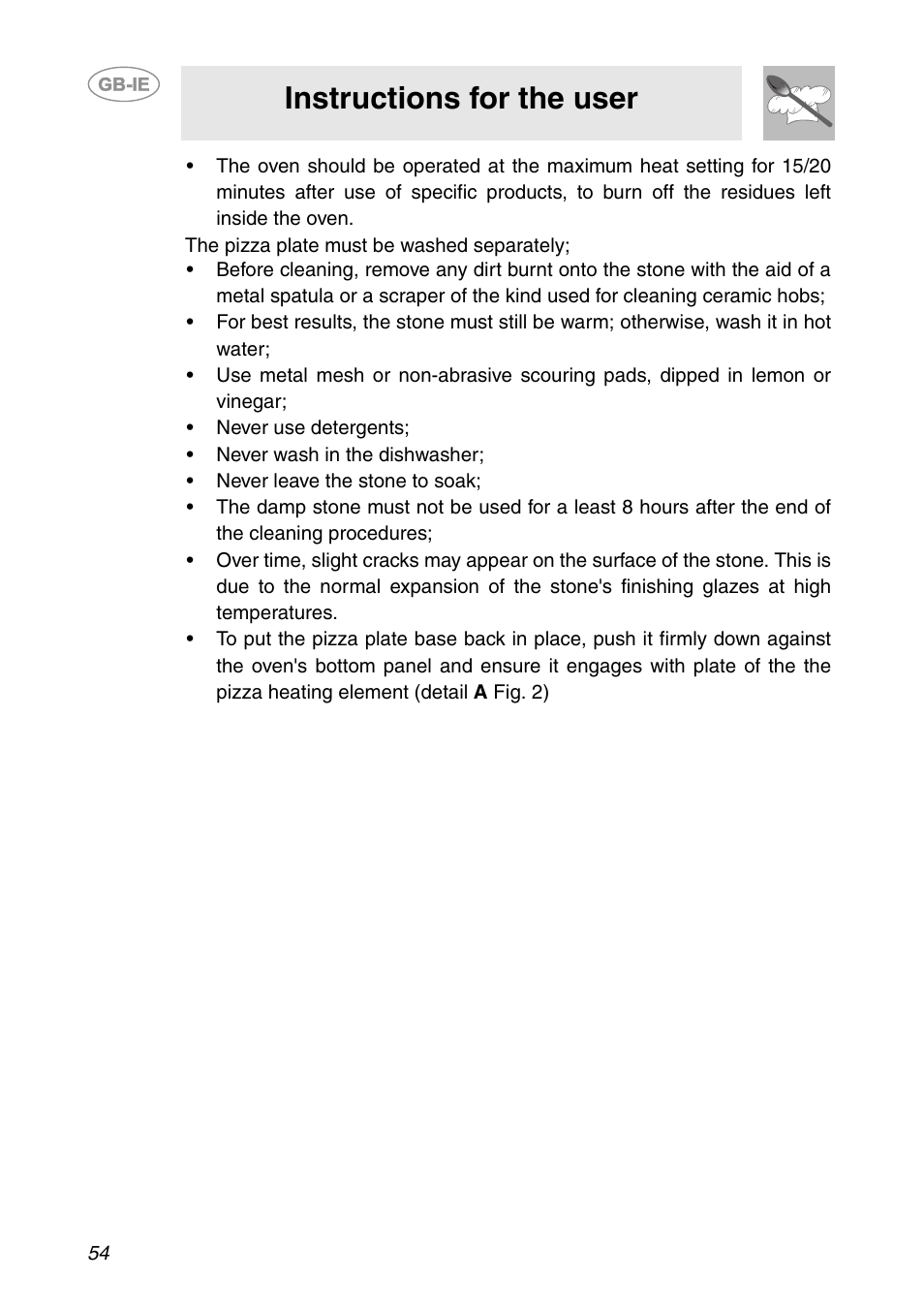 Instructions for the user | Smeg SC106 User Manual | Page 23 / 29