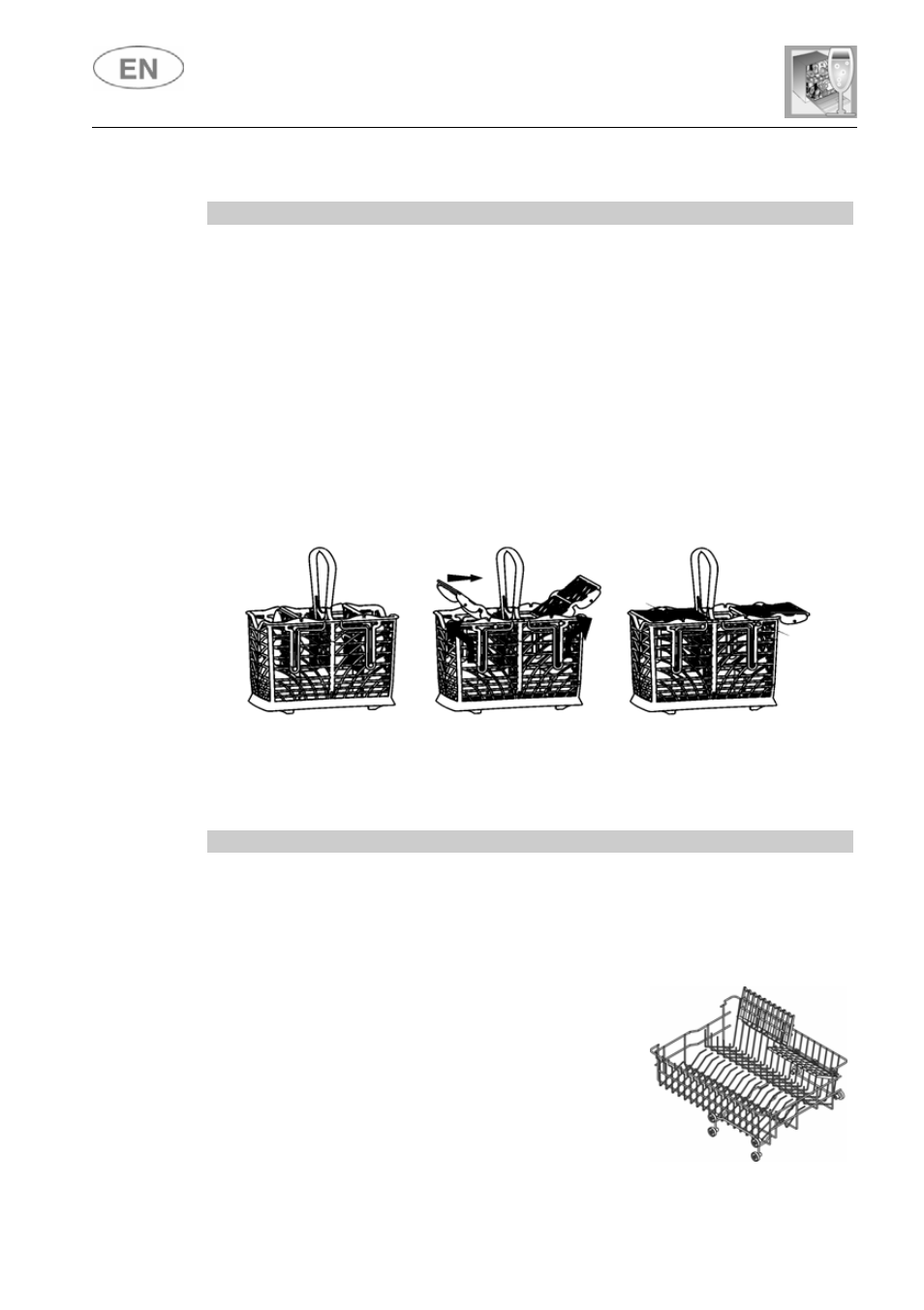 User instructions, Cutlery basket, Upper basket | Smeg PL115NE User Manual | Page 25 / 36