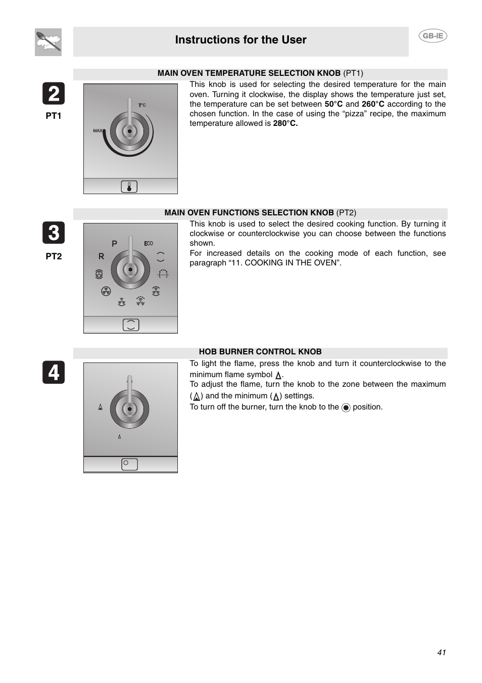Instructions for the user | Smeg CE6GPXU User Manual | Page 9 / 30