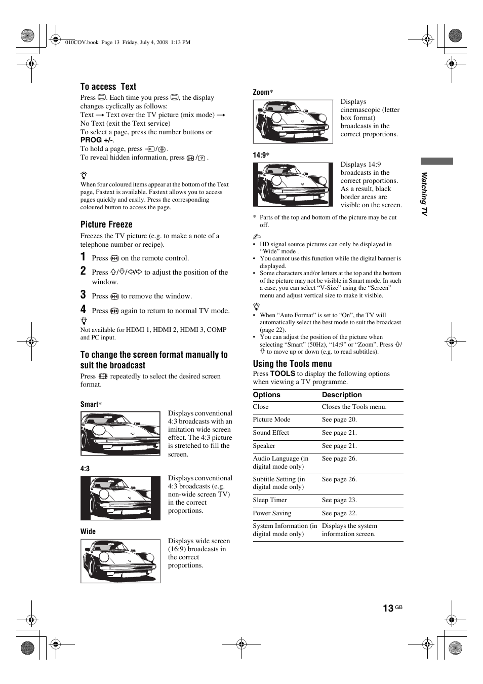 Sony KDL-26 S4000 User Manual | Page 13 / 181