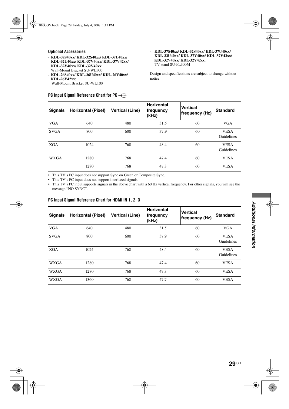 Sony KDL-26 S4000 User Manual | Page 29 / 181