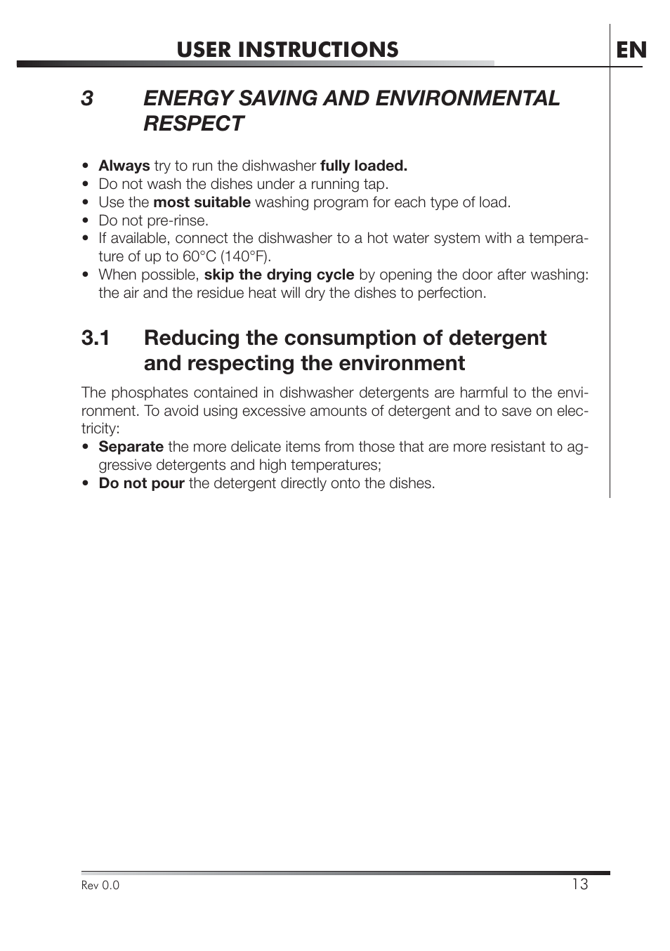 User instructions, 3energy saving and environmental respect | Smeg STA4645U User Manual | Page 14 / 93