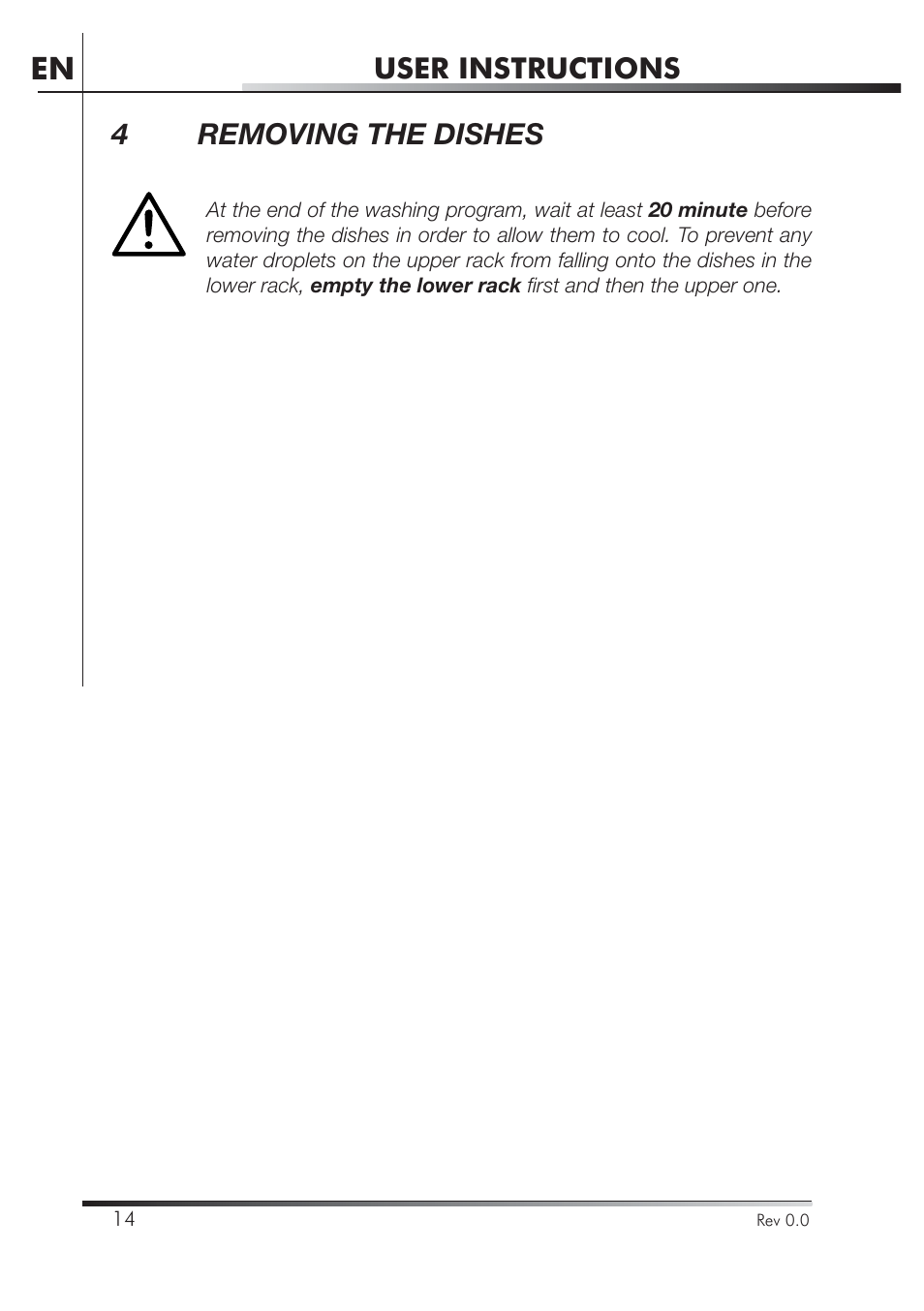 User instructions, 4removing the dishes | Smeg STA4645U User Manual | Page 15 / 93