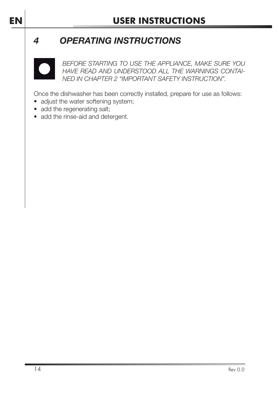 User instructions, 4 operating instructions | Smeg STA4645U User Manual | Page 31 / 93