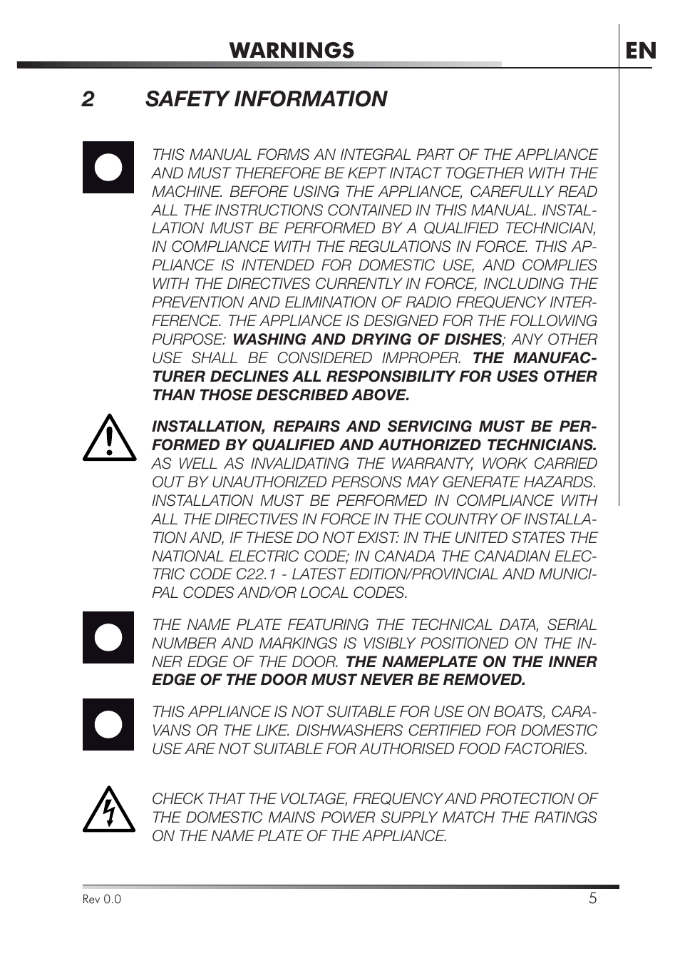 Warnings, 2 safety information | Smeg STA4645U User Manual | Page 59 / 93