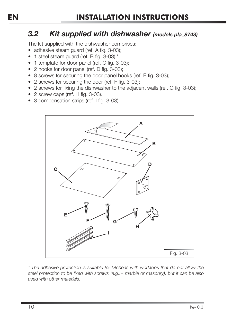 Installation instructions, 2 kit supplied with dishwasher | Smeg STA4645U User Manual | Page 64 / 93