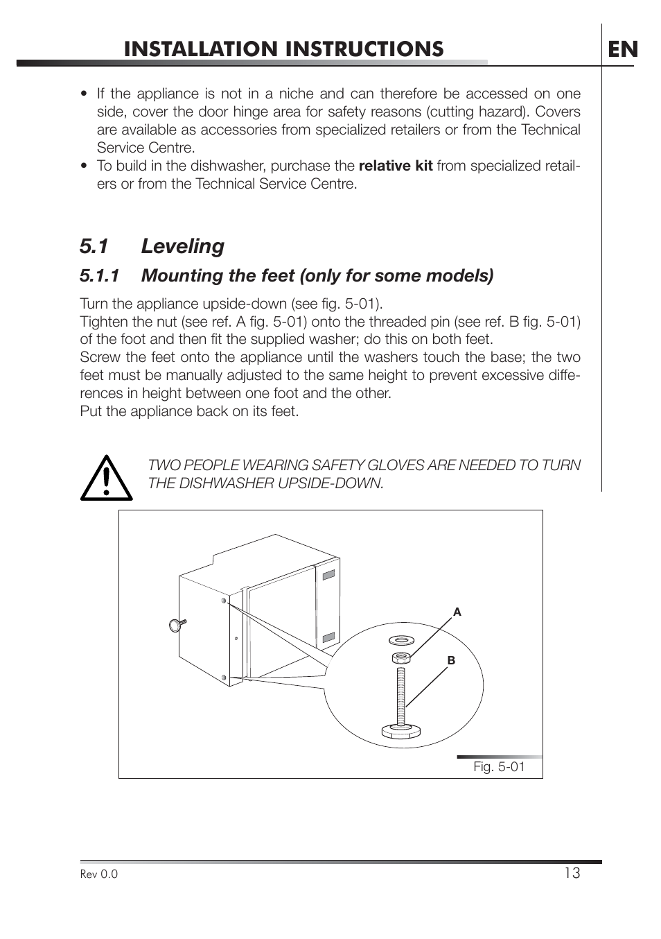 Installation instructions, 1 leveling | Smeg STA4645U User Manual | Page 67 / 93