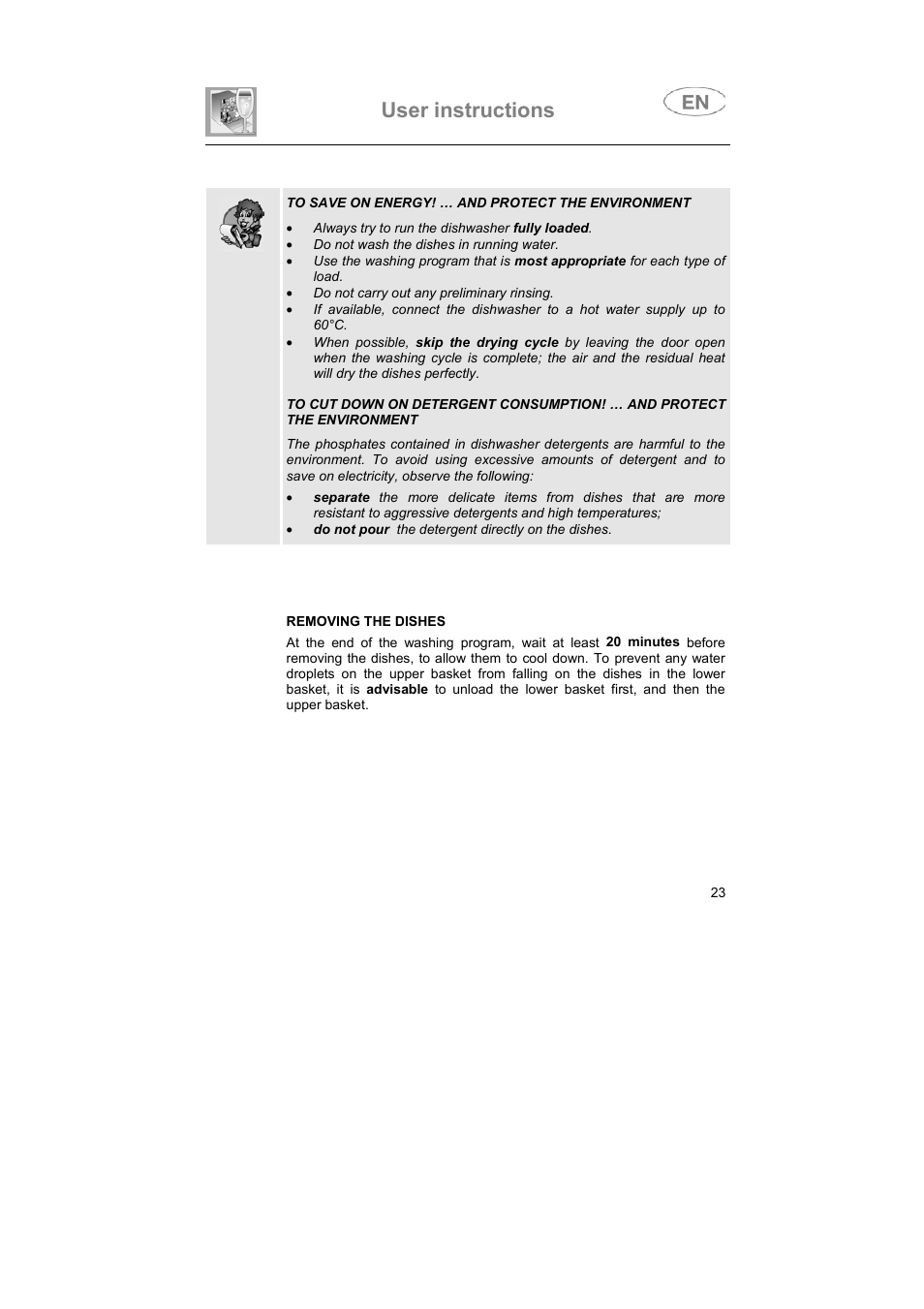 User instructions | Smeg DD409S User Manual | Page 10 / 38
