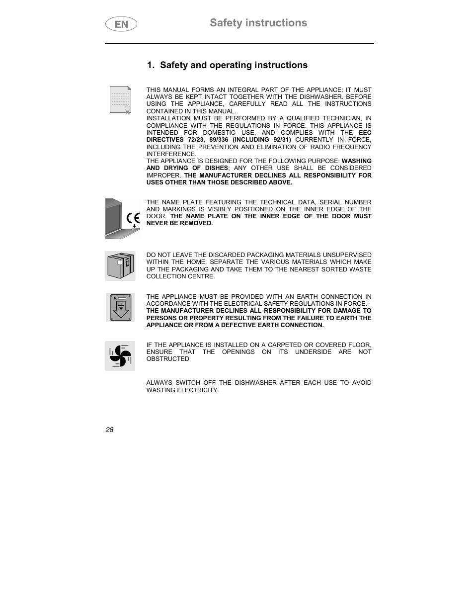 Safety instructions, Safety and operating instructions | Smeg DD409S User Manual | Page 15 / 38