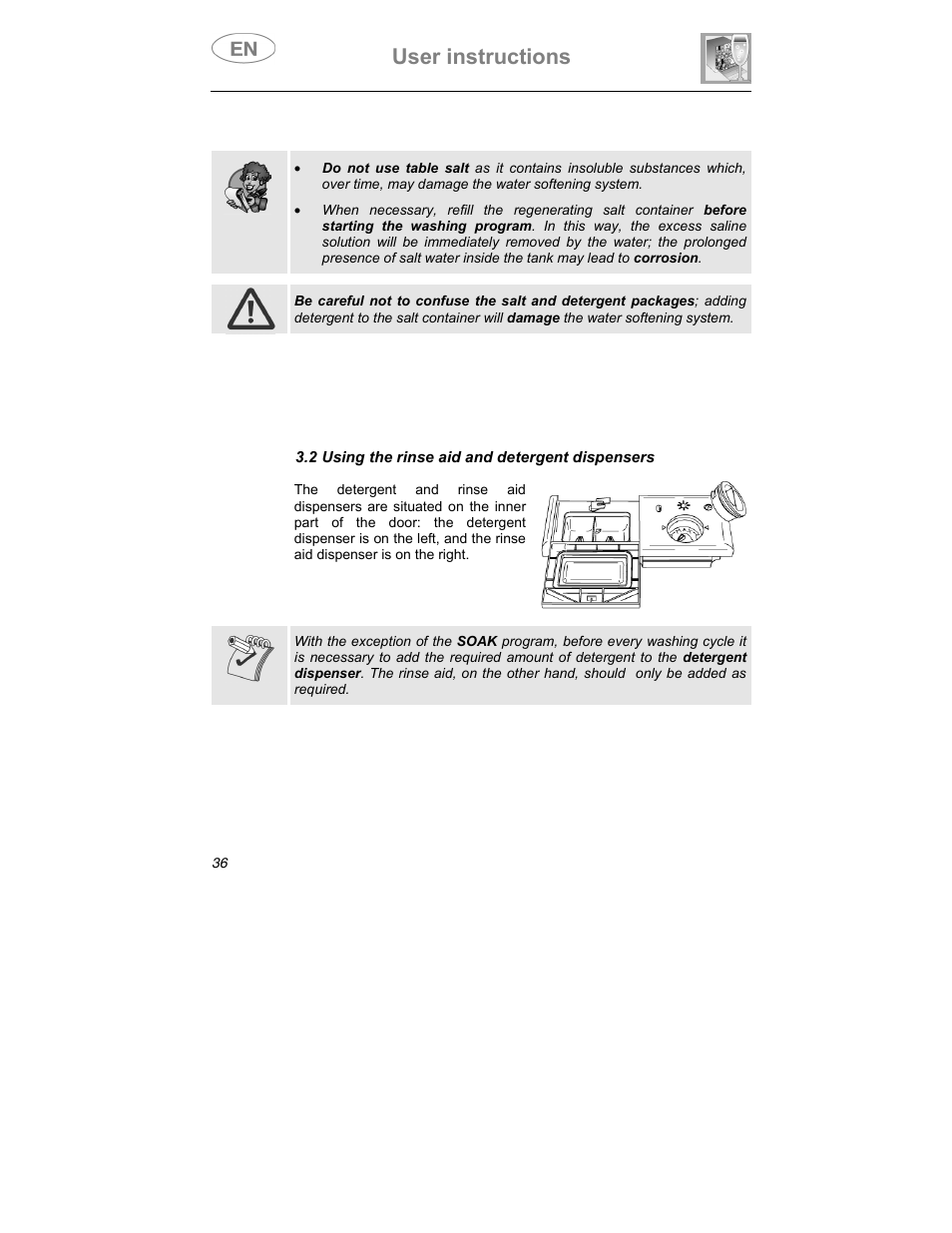 User instructions | Smeg DD409S User Manual | Page 23 / 38
