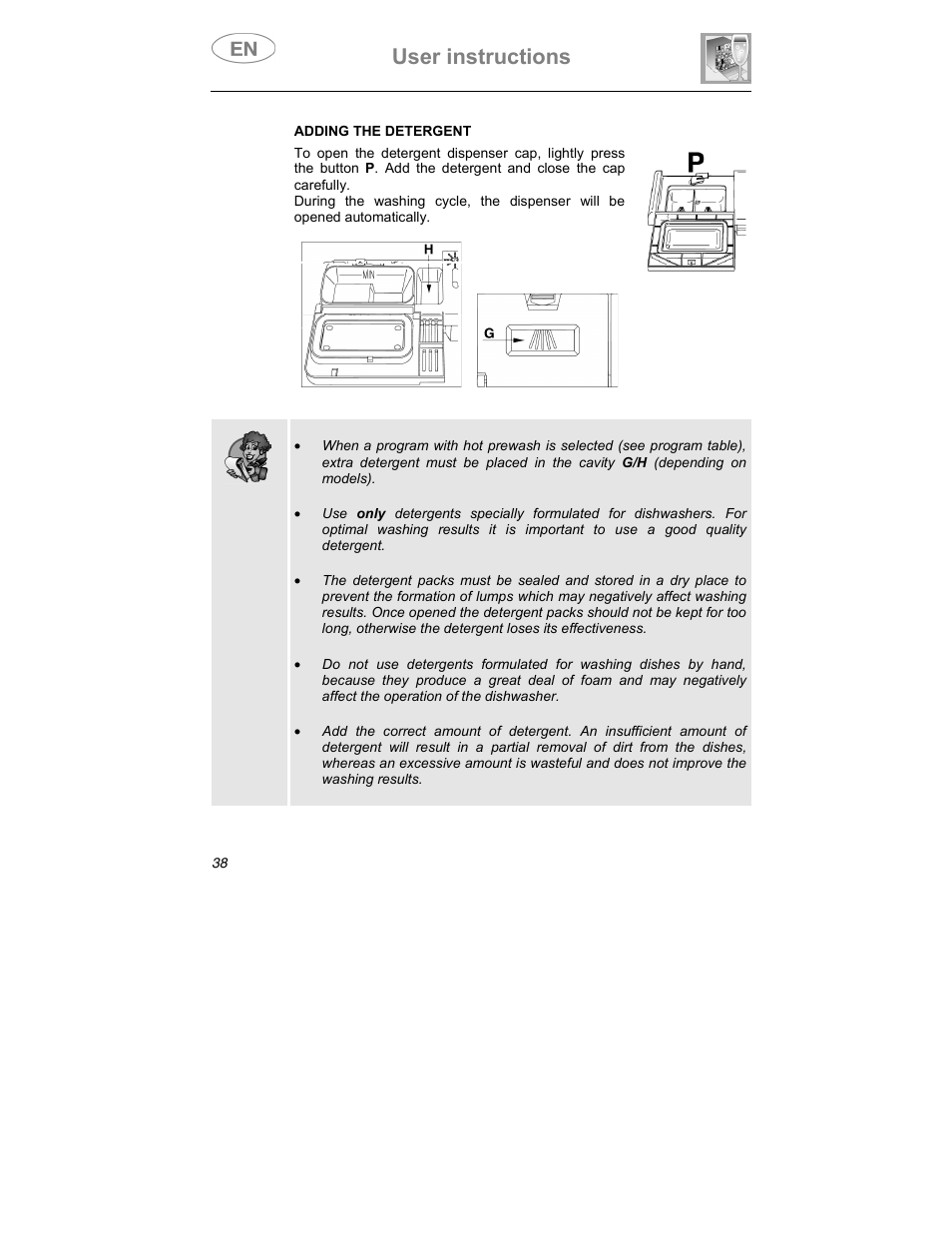 User instructions | Smeg DD409S User Manual | Page 25 / 38