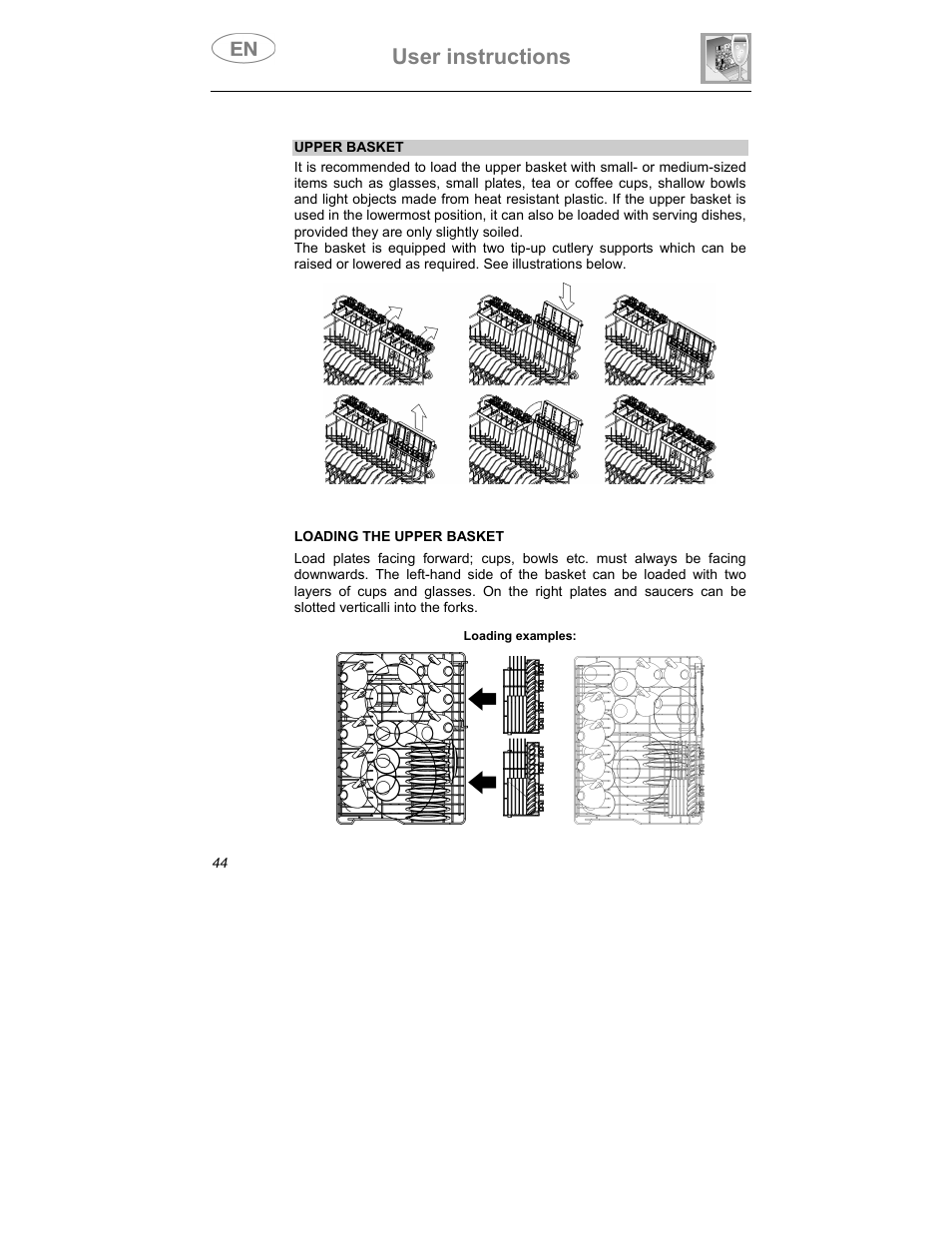 User instructions | Smeg DD409S User Manual | Page 31 / 38