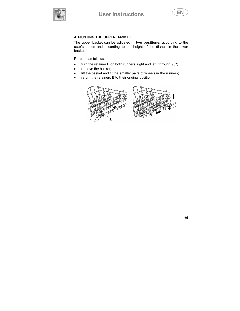 User instructions | Smeg DD409S User Manual | Page 32 / 38